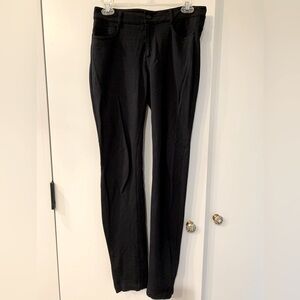 Athleta Classic Ponte Straight Leg 5 Pocket Snap Button Pants Black 4